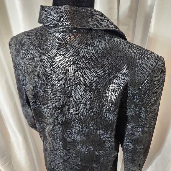 BERNARDO Y2K Vintage Womens Medium Snake Print Suede Leather Zip Front Jacket - Picture 9 of 9